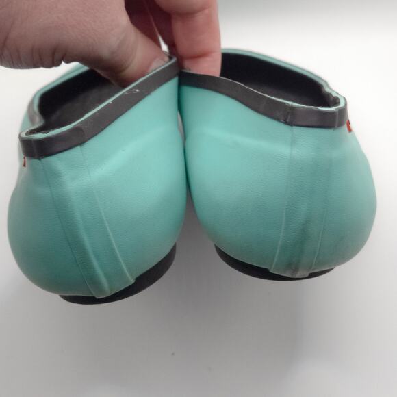 Hunter Womens Ballet Flats Size 9 Rubber Aqua Slip-On Shoes Round Toe Black Trim - Picture 7 of 7
